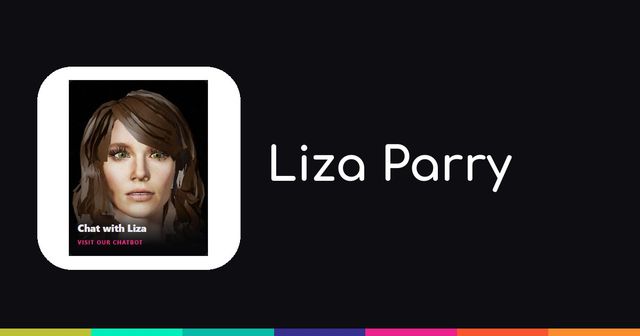 Liza Parry splash with portrait and name